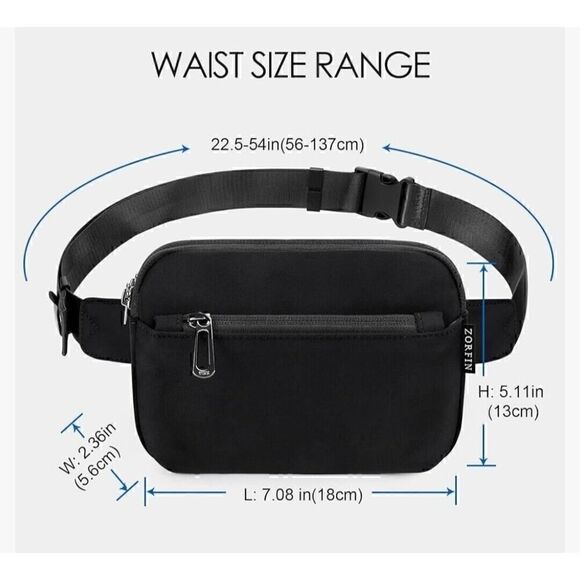 ZORFIN Fanny Packs for Women Men, Belt Bag with 5 Zipper Pockets, Fashion Waist - Picture 4 of 10